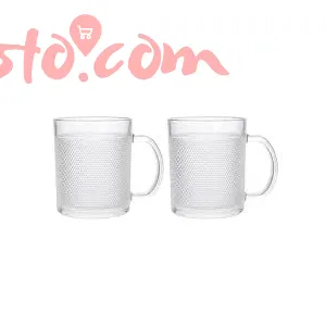 Glass Tea Coffee 250 ML Set of 6 Mugs Tea Cups Aldan Mug Crystal Clear with Handel,Tea, Milk, Hot and Cold Drinks Mug Kitchen and Dining Tableware Set