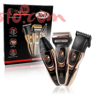 Geemy GM-595 3-in-1 Rechargeable Grooming Trimmer - Hair, Beard & Nose/Ear for Men