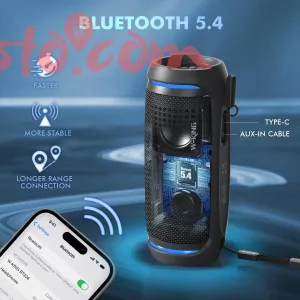 W-KING Bluetooth Speaker, 36W Portable Outdoor Bluetooth Speakers, True Wireless Stereo, IPX6 Waterproof, BT 5.4, 30H Play, 72W Dual Pairing, EQ, DSP, Built-in Mic, for Indoor & Outdoor Use