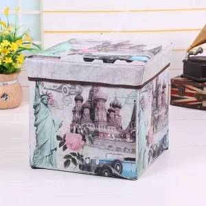 Ottoman Storage Box Chair With Cartoon Pattern For Kids In Random Color