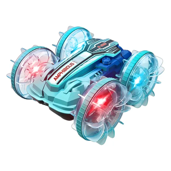 Amphibious Waterproof RC Stunt Car – 4WD Double-Sided Flip & 360° Rotating Land & Water Vehicle