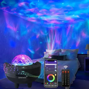 Starry Galaxy Projector Light – LED Ocean Wave Night Light with Remote & Bluetooth Speaker