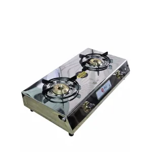 RG Jupiter Stainless Steel 2-Burner Gas Stove | Heavy-Duty Brass Burners | 2-Year Warranty