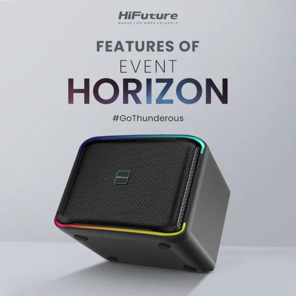 HiFuture Event Horizon – 100W 3-Way Bluetooth 5.3 Party Speaker with DSP, Karaoke & Live Instrument Input 
