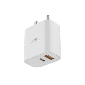 boAt WCDV 22.5W QCPD Dual Port Fast Charger – 22.5W PD + 18W QC 3.0 | USB-C & USB-A Wall Adapter