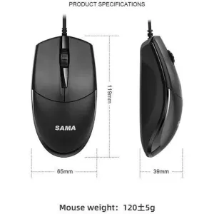 SAMA M20 – Ergonomic Wired USB Mouse with 1000 DPI Optical Sensor 