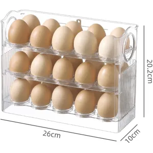 3 Layer Flip Type Refrigerator Egg Storage Box Stand Organizer Tray