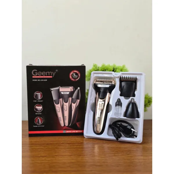 Geemy GM-6209 3-in-1 Rechargeable Grooming Kit – Hair Clipper, Shaver & Nose Trimmer