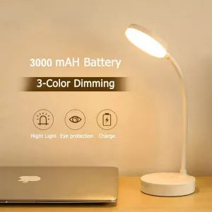 USB Rechargeable Study Lamp – LED Desk Light with 3 Color Modes & Dimmable Brightness