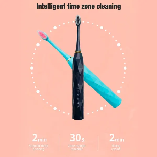 Premium X-9 Sonic Electric Toothbrush with 4 Replacement Heads – IPX7 Waterproof, 6 Cleaning Modes, Fast Charging, 30-Day Battery 