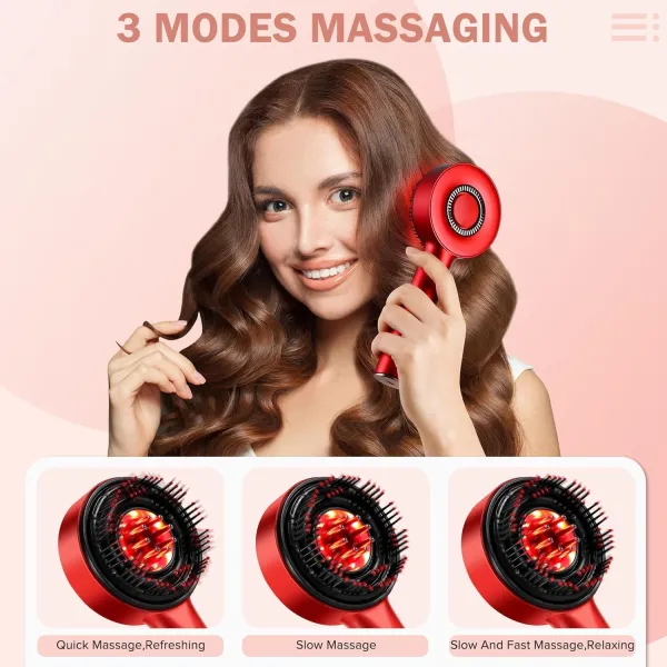 Red Light Hair Massager, Oil Diffuser, Scalp Massager, Multi-Function Electric Scalp Massage Comb for Hair, Cordless Waterproof Oil Diffuser Massage 
