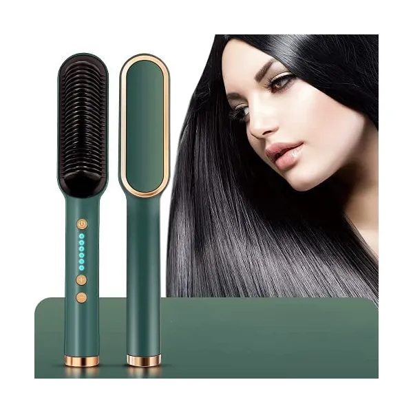 Electric Professional Hair Straightener Brush Heated Comb Straightening Combs Men Beard Hair Straight & Curly Styling Tool 