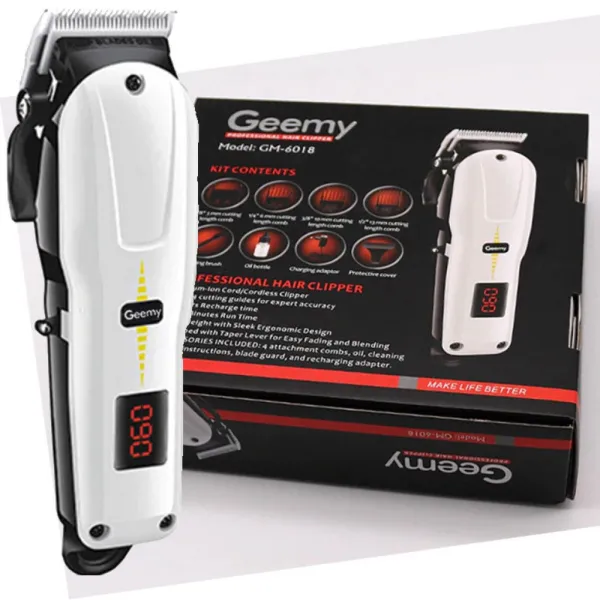 Geemy GM-6008 Rechargeable Professional Hair Clipper & Trimmer for Men with Digital Display