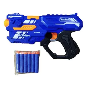 Max Attack Super Blaster Toy Gun – High-Velocity Soft Foam Dart Shooter with Ergonomic Grip for Kids – Blue & Orange