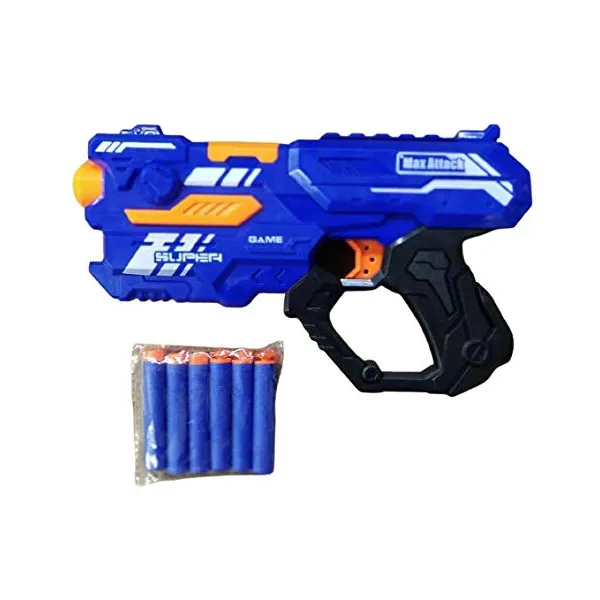 Max Attack Super Blaster Toy Gun – High-Velocity Soft Foam Dart Shooter with Ergonomic Grip for Kids – Blue & Orange