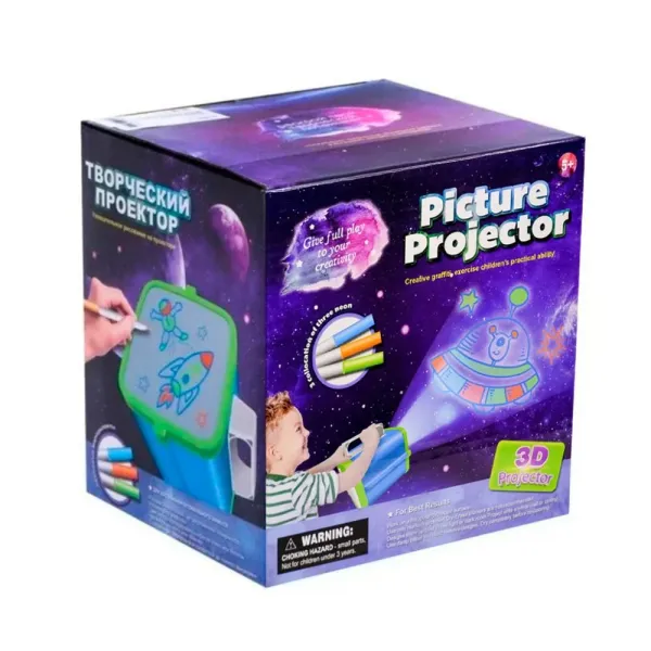 3D Picture Projector for Kids – Creative Tracing & Drawing Art Set with Light-Up Rocket & Astronaut Designs