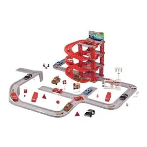 Cars Movie Mega Racing Track Set – 4-Level Spiral Garage & City Road Map Toy for Kids