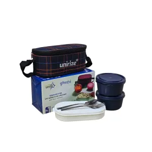 Unirize Micro Olive Lunch Box – Stainless Steel 3-Container Set with Insulated Carry Bag