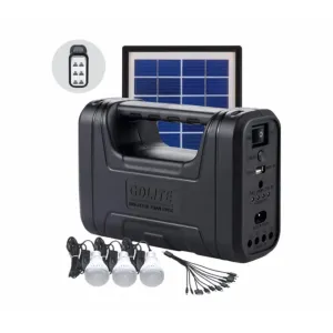 GDLITE GD-8017A Solar Lighting System – Portable Emergency Power Kit with 3 LED Bulbs & Phone Charging