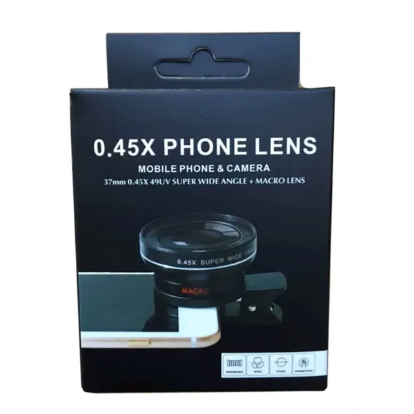 0.45X Super Wide Angle & Macro Phone Lens – 2-in-1 Professional Clip-On Camera Kit for Mobile Phones