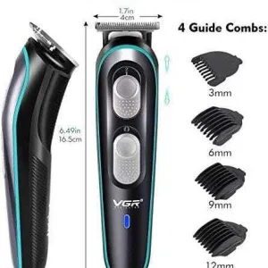 VGR V-055 Professional Cordless Beard & Hair Trimmer Kit – Rechargeable Grooming Clipper with Guide Combs (USB Charging)