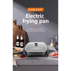 Sokany SK-2005 Electric Frying Pan – 1500W Non-Stick Multi-Cooker with Glass Lid