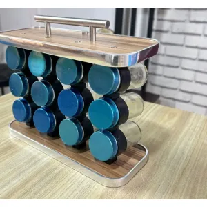12-Jar Spice Rack – Kitchen Masala Organizer with Stainless Steel Finish