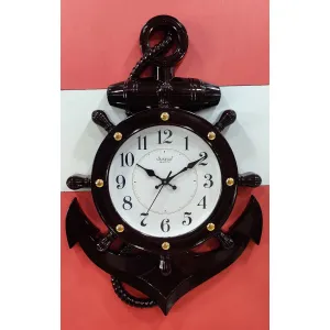 Sunray Quartz Nautical Anchor Wall Clock – Unique Ship Wheel Design for Home & Office Decor