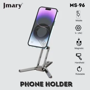 Jmary MS-96 Magnetic Phone Holder – Adjustable Aluminum Phone Stand for Desk, Vlogging & Tripod