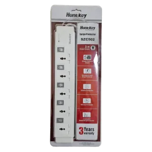 Huntkey PZC504-3 Surge Protector Power Strip - 5 Sockets with Individual Switches, 2m Cable