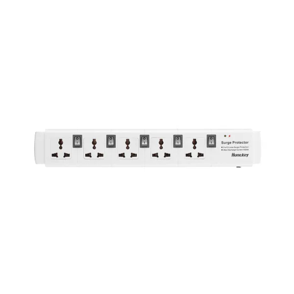 Huntkey PZC504-2 Surge Protector - 5 Universal Sockets with Individual Switches, 2m Cable 