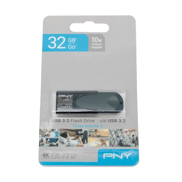 PNY Turbo 32GB USB 3.2 Flash Drive – High-Speed Memory Stick with Sliding Collar Design, Up to 10x Faster