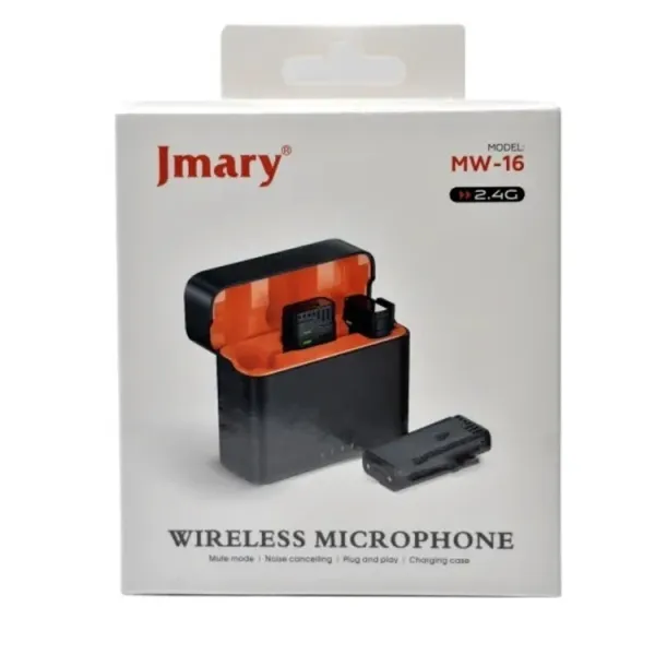 Jmary MW-16 Wireless Lavalier Microphone – Dual 2.4GHz Clip-On Mic for iPhone, Android & DSLR | Plug-and-Play Vlogging Mic