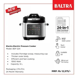 Baltra Electra Electric Pressure Cooker (BEP 224) – 24-in-1 Smart Multi-Functional Cooker | 6L | 1000W