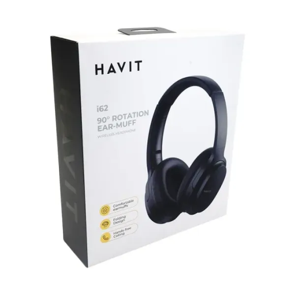 Havit i62 Bluetooth Wireless Headphones – 90° Rotation Ear-Muffs, Hi-Fi Stereo Sound, 8-Hour Playtime & Foldable Design