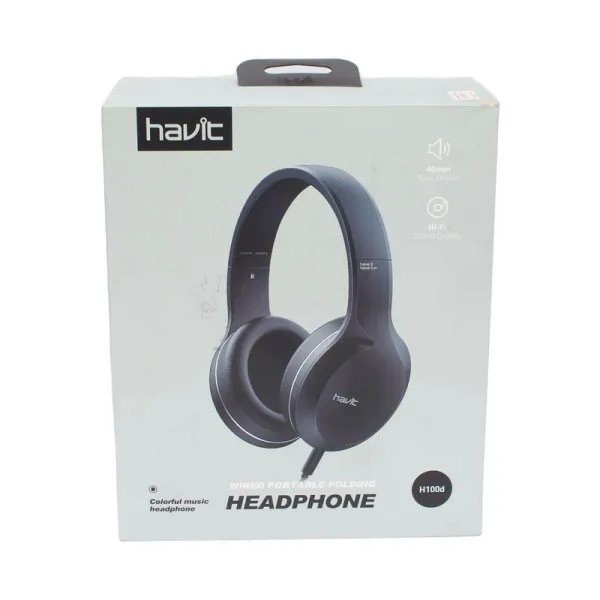 Havit H100D Wired Over-Ear Headphones – Foldable Design, 40mm Dynamic Drivers, Hi-Fi Stereo Sound & Soft Memory Foam Cushions