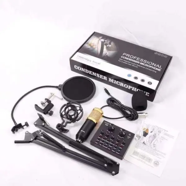 BM-800 Professional Condenser Microphone Kit – High-Sensitivity Studio Recording Mic with Adjustable Scissor Arm Stand, Shock Mount & Pop Filter 