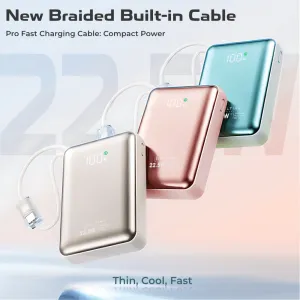 Ultima Boost 20K Mini Power Bank – 20,000mAh Fast Charging with Built-in Type-C & Lightning Cables