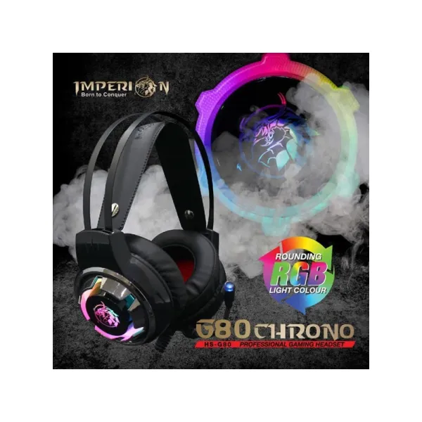 Imperion HS-G80 Chrono Professional Gaming Headset – Virtual 7.1 Surround Sound RGB USB Headphones