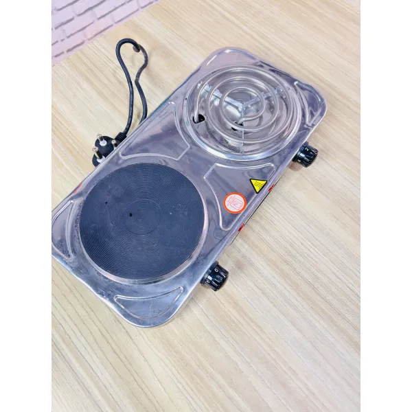 Double Electric Coil Cooktop – 2000W Portable Dual Burner Countertop Stove with Adjustable Temperature Control & Power Indicator Lights – Compact High-Power Hot Plate for Home