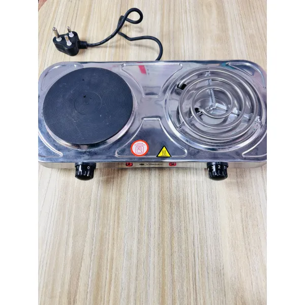 Double Electric Coil Cooktop – 2000W Portable Dual Burner Countertop Stove with Adjustable Temperature Control & Power Indicator Lights – Compact High-Power Hot Plate for Home