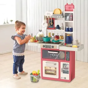 Spray Kitchen 55-Piece Kids Playset – Interactive Pretend Cooking Toy with Lights, Sound & Realistic Water Spray