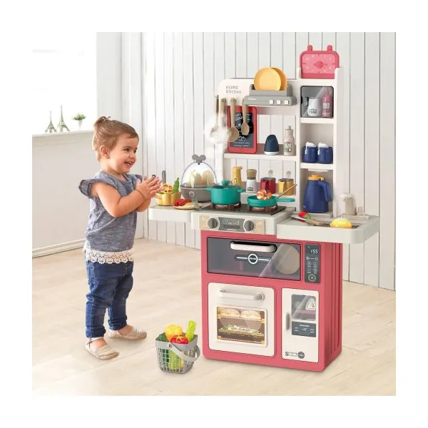 Spray Kitchen 55-Piece Kids Playset – Interactive Pretend Cooking Toy with Lights, Sound & Realistic Water Spray