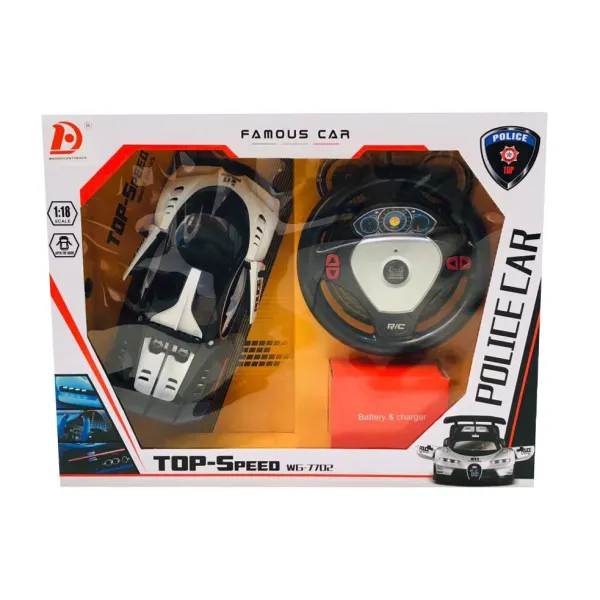 1:18 Scale Remote Control Police Car – Top-Speed RC Interceptor with Gravity-Sensing Steering Wheel Remote