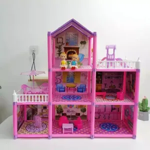 My First Villa Luxury Dollhouse Playset – 185-Piece Multi-Story Dream House with Miniature Dolls, Furniture & Accessories