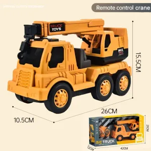 Remote Control Construction Crane Truck – 1:18 Scale RC Engineering Vehicle with Moveable Boom & Hook – Heavy-Duty Battery Powered Toy Excavator for Kids – 26cm Large Construction Vehicle Play Set