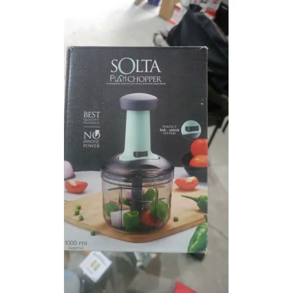 Solta Premium Manual Push Chopper (1000ml) – 5 Stainless Steel Blades