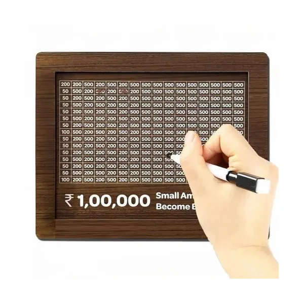 Wooden Money Saving Box – 1 Lakh (Rs. 1,00,000) Savings Challenge Tracker Piggy Bank
