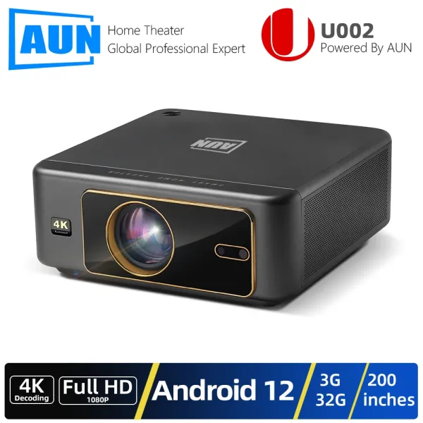 AUN U002 Smart Projector – Full HD, 4K Support, Android 12,800 Lumens