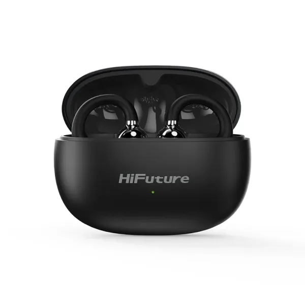 HiFuture FlexClip Open Ear Wireless Earbuds | Bluetooth 5.4 Clip-On Headphones | 30H Playtime, AI ENC Noise Cancelling Mics, 12mm Dynamic Driver Boosted Bass, IPX5 Waterproof & Lightweight Ergonomic Design 